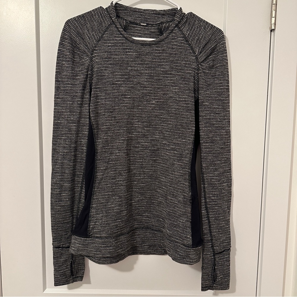 Lululemon Think Fast Long Sleeve Heathered Black Size 6 Women’s